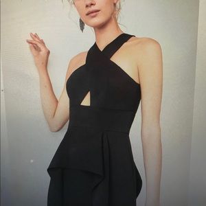 BCBGMAXAZRIA Bryleight Crisscross Halter Gown Black long Evening Dress